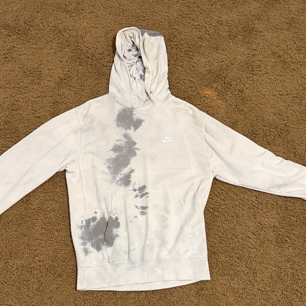 Nike Cream and Gray Tie-Dye Hoodie